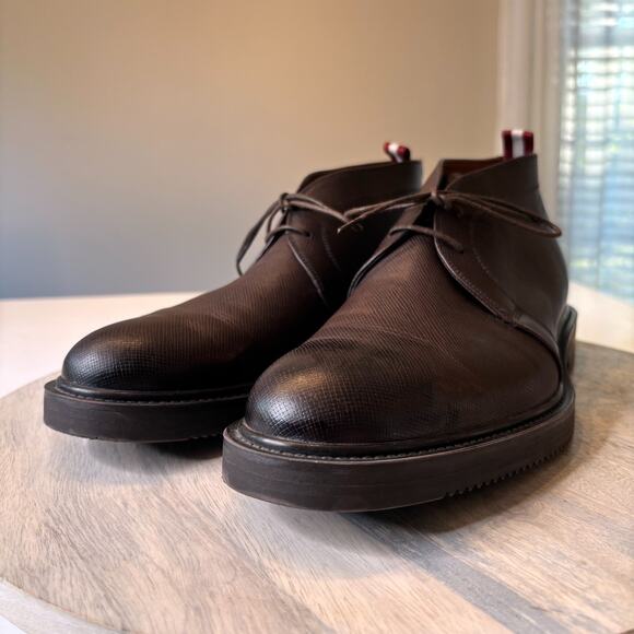 Bally Vilmar Brown Saffiano Leather Chukka Boots Men’s Size 11 D Switzerland - Picture 5 of 12
